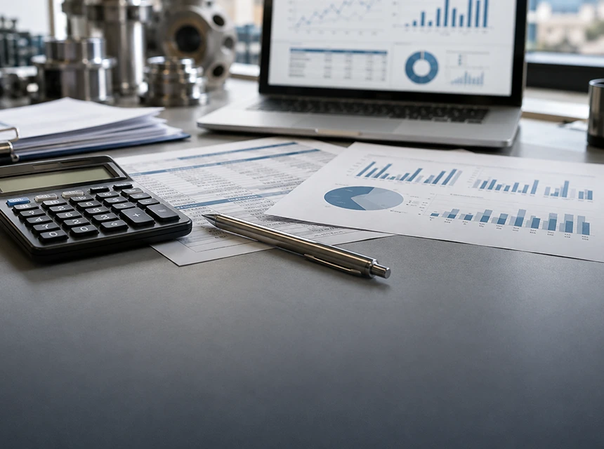 Comprador industrial comparando cotizaciones de varios proveedores